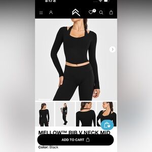 Oner Active Black Ribbed V Neck Crop Top